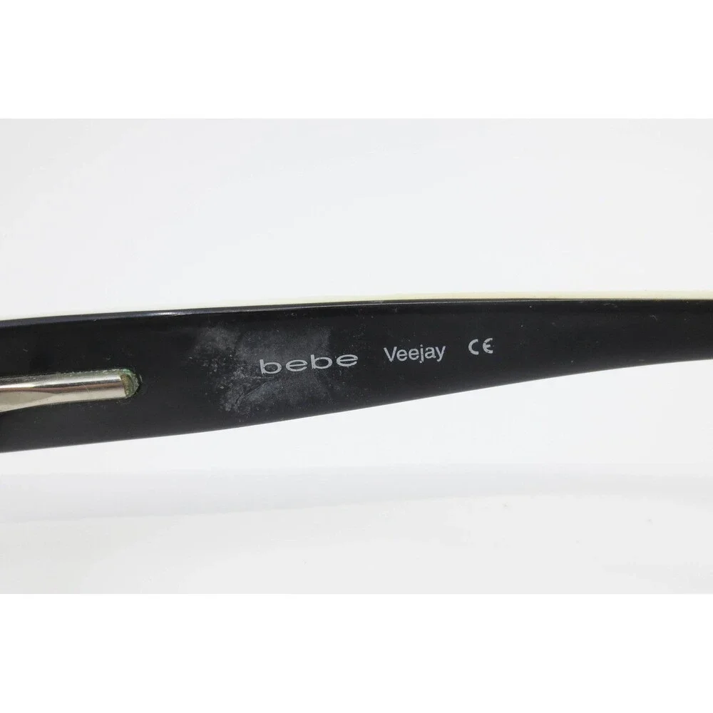 Bebe Veejay Eyeglasses Ebony Ivory Black White Geometric Rectangular 53-16-135